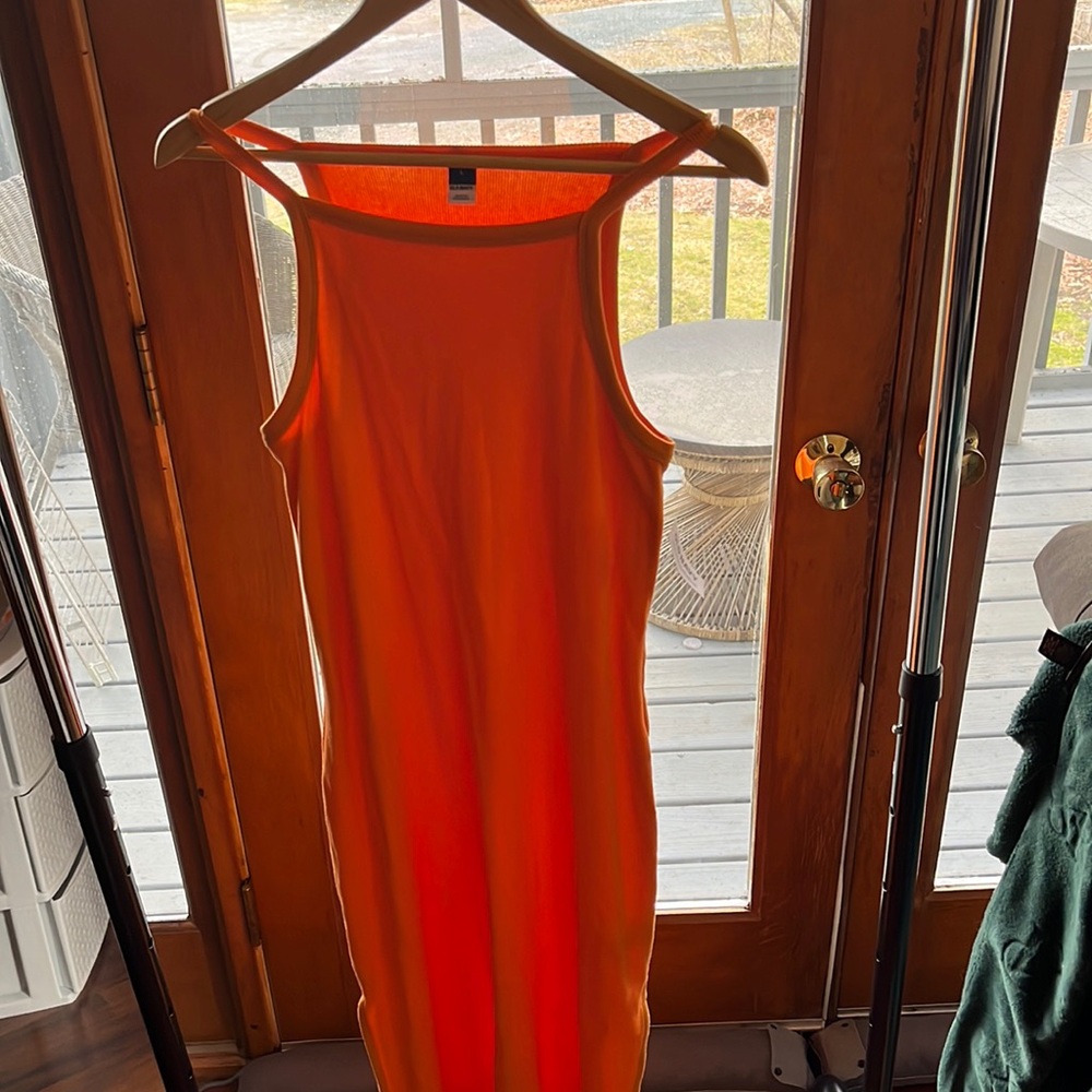 Gap ribbed orange tank maxi dress